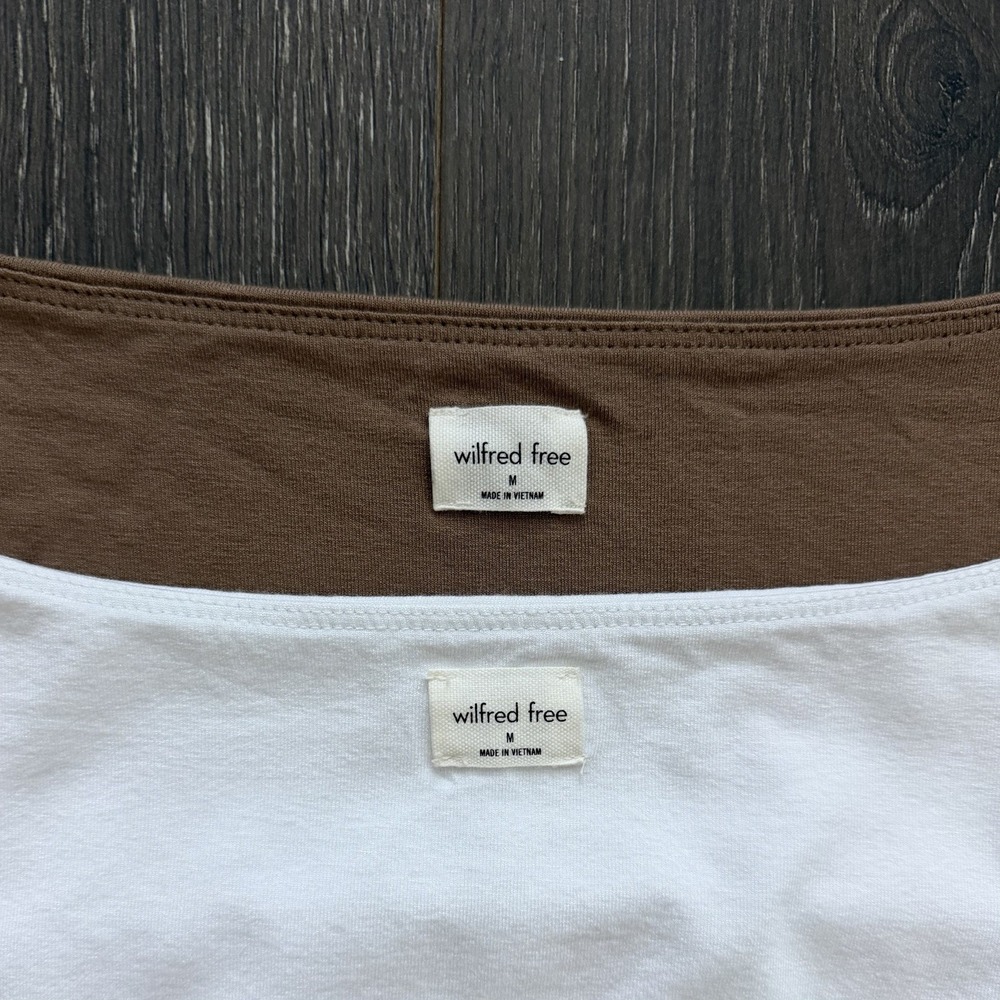 Aritzia Wilfred Free Bundle Square Neck Long Sleeve Ruched Crop Top Medium Lot - Picture 2 of 11